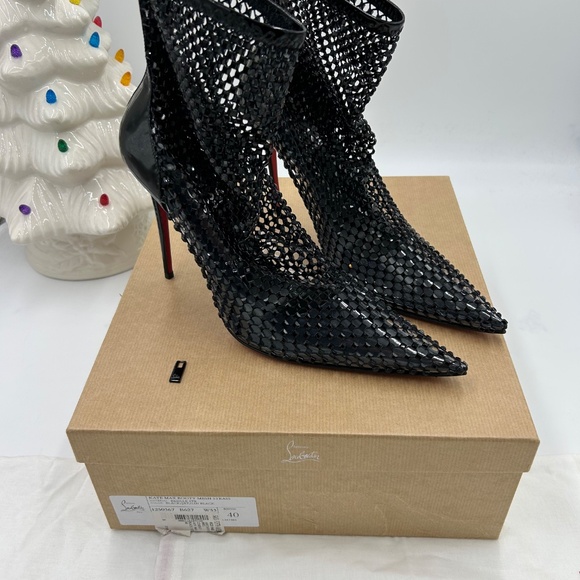 Women’s Christian Louboutin, Kate Max 100 crystal embellished mesh/patent 40 - Picture 2 of 13